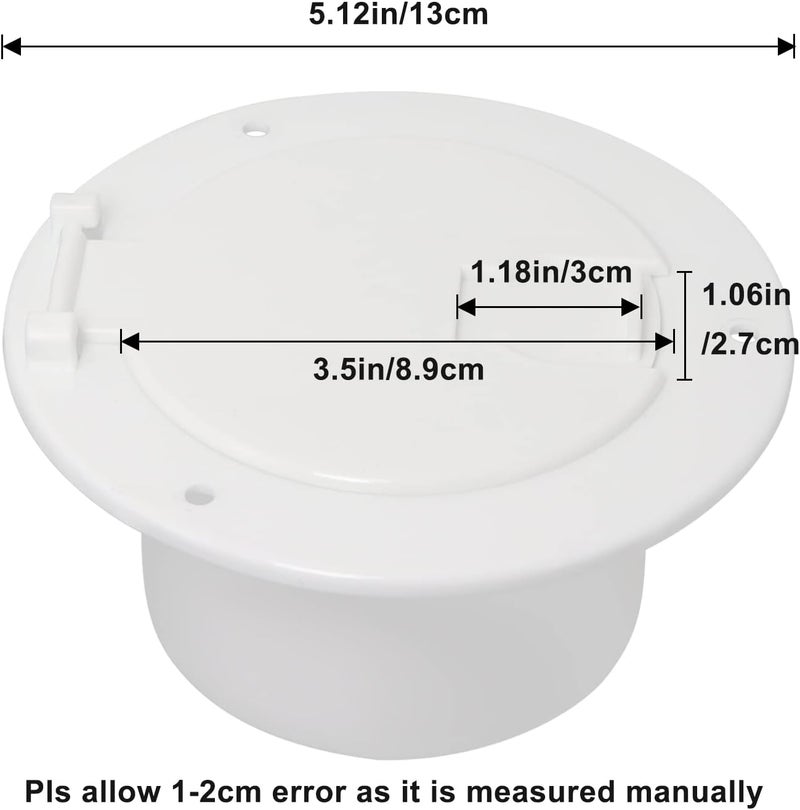 Foifatt RV Cable Hatch, 5" Round Electrical Cable Hatch for 30 and 50 Amp Cords, White RV Camper Trailer Power Cord Hatch Electrical Access Door - Image 4